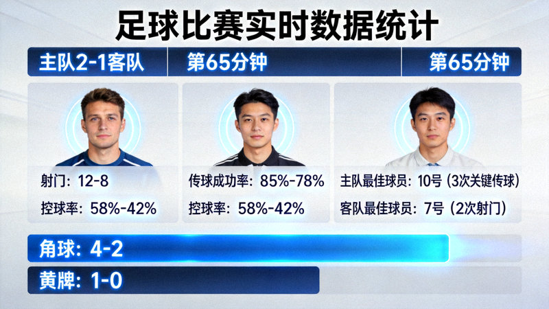 足球比赛实时数据统计界面展示